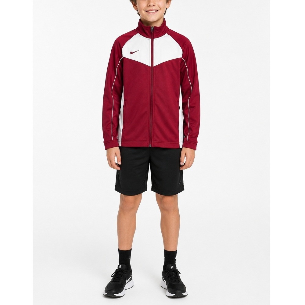 Nike Team Kids Dri-FIT Full Zip Track Jacket Burgundy White Size L 12-14